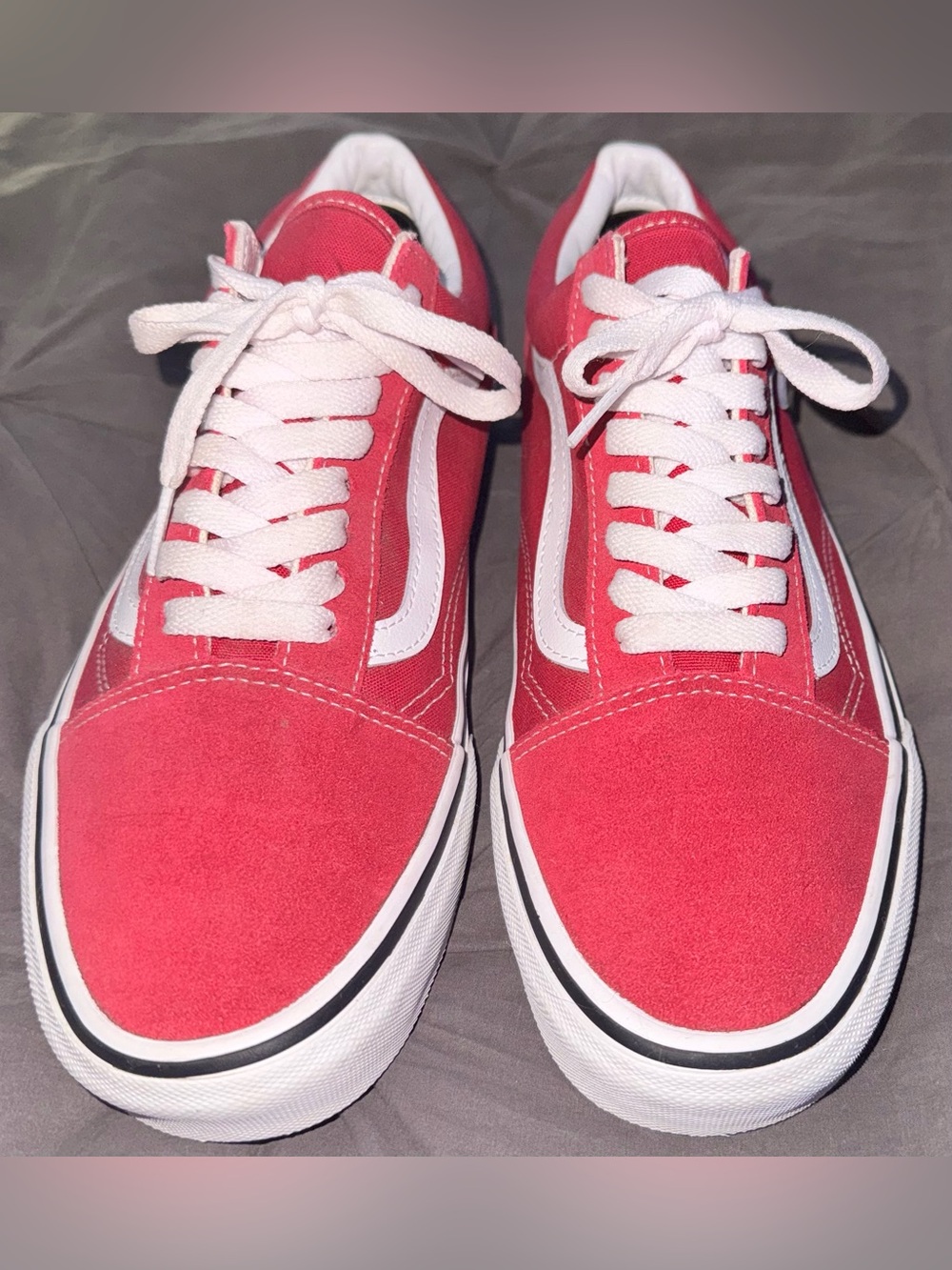 Vans Men's Fuchsia Canvas & Suede Sneakers with White Stripe